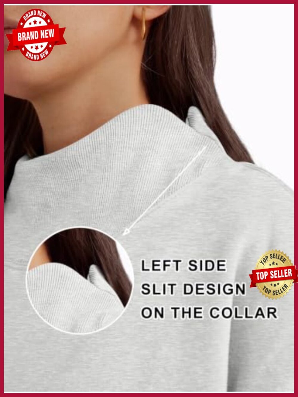 Mock Neck Oversized Sweatshirt Fleece Lined Pullover Fall Winter - Picture 5 of 6